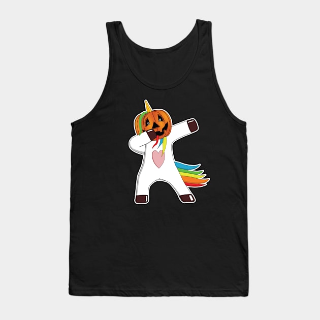 dabbing unicorn Halloween pumpkin magical Tank Top by auviba-design